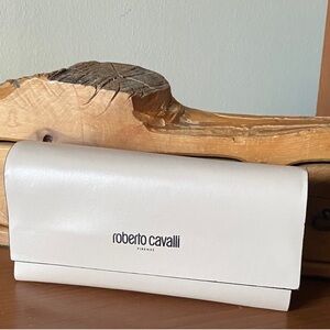 Roberto Cavalli Cream Leather Sunglasses Case Only